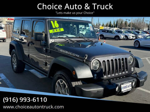 2016 Jeep Wrangler Unlimited for sale at Choice Auto & Truck in Sacramento CA