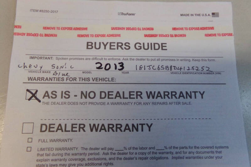 2013 Chevrolet Sonic LT Auto