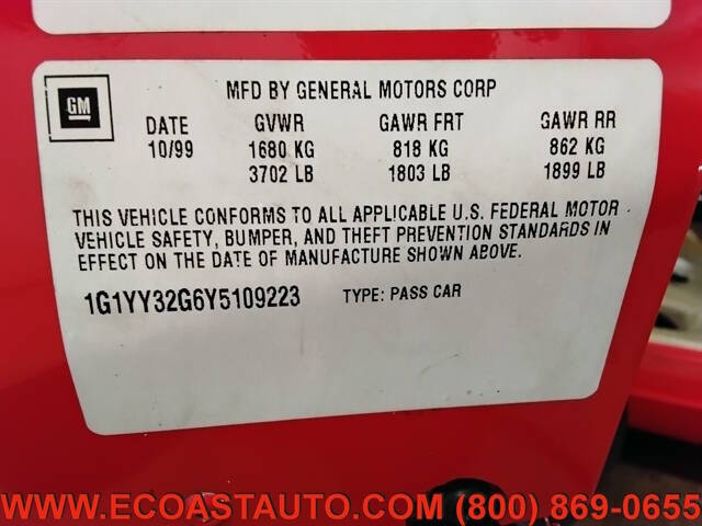 Red 2000 Chevrolet Corvette Base Convertible 2dr Convertible 15
