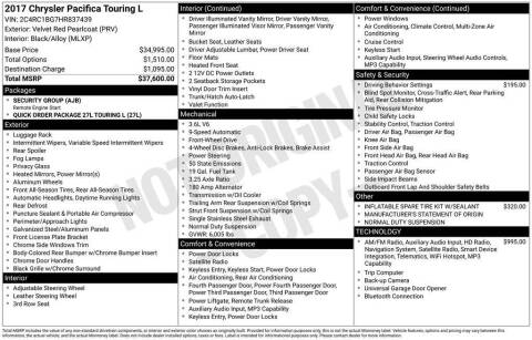 2017 Chrysler Pacifica Touring-L