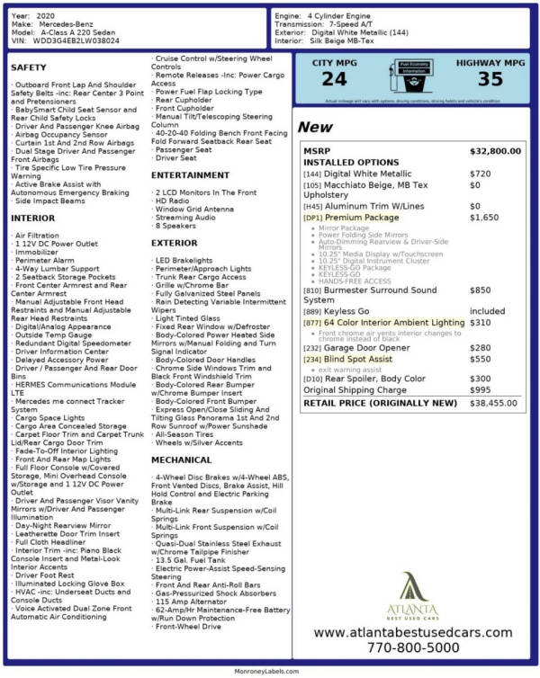 2020 Mercedes-Benz A-Class A 220