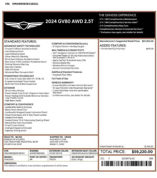 2024 Genesis GV80 2.5T