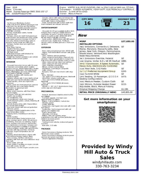 2018 Chevrolet Express LT 3500