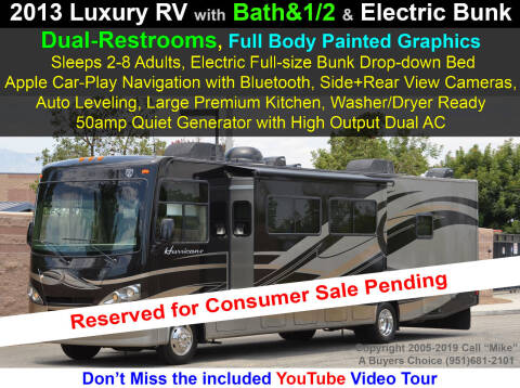 2013 Thor Industries Hurricane 34E Full Body Paint for sale at A Buyers Choice in Jurupa Valley CA