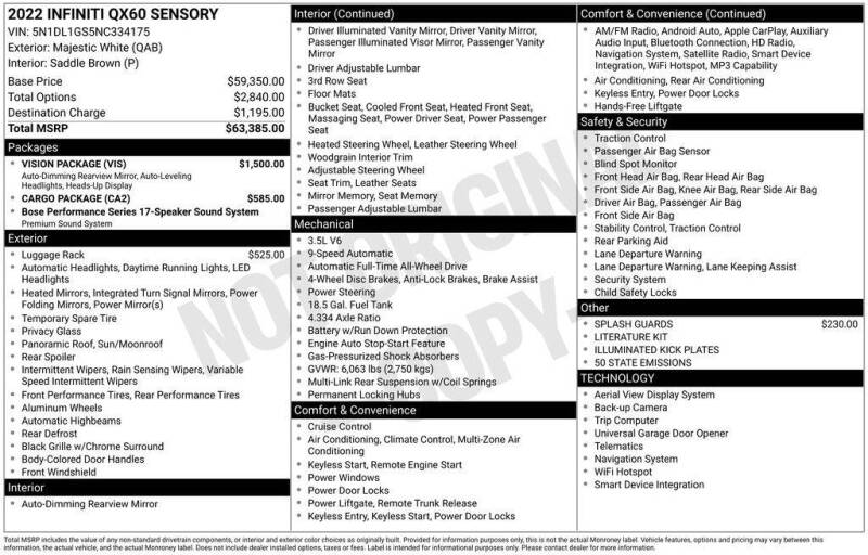 2022 Infiniti QX60 Sensory