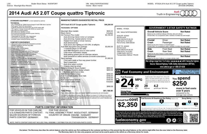 2014 Audi A5 2.0T quattro Premium Plus