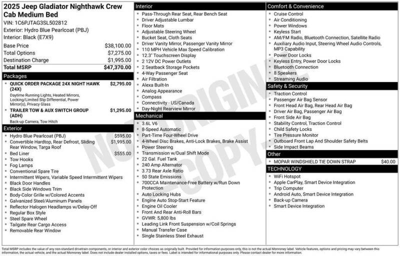 2025 Jeep Gladiator NightHawk