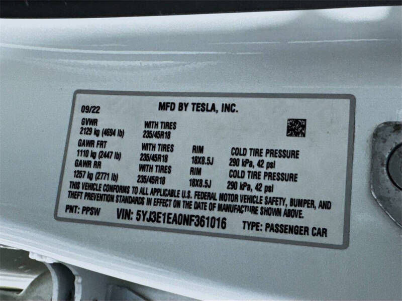2022 Tesla Model 3