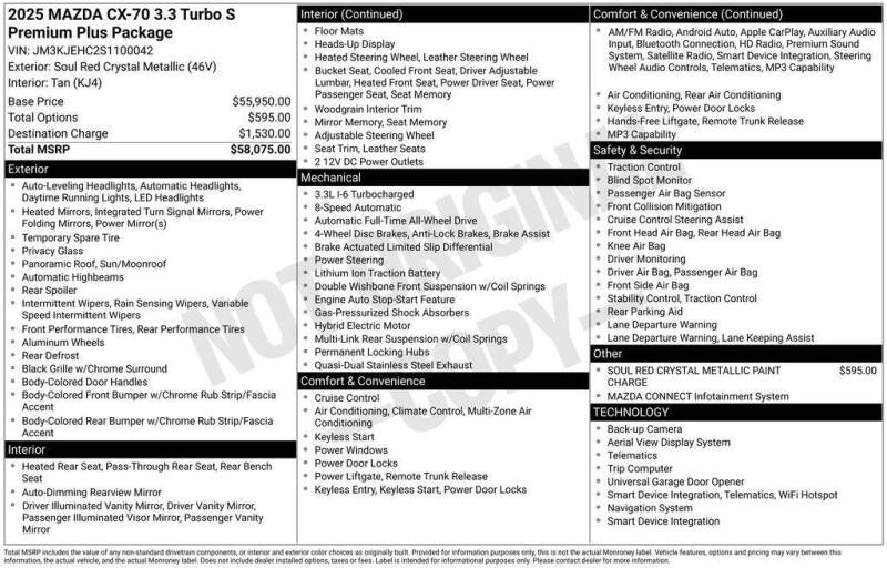 2025 Mazda CX-70 3.3 Turbo S Premium Plus