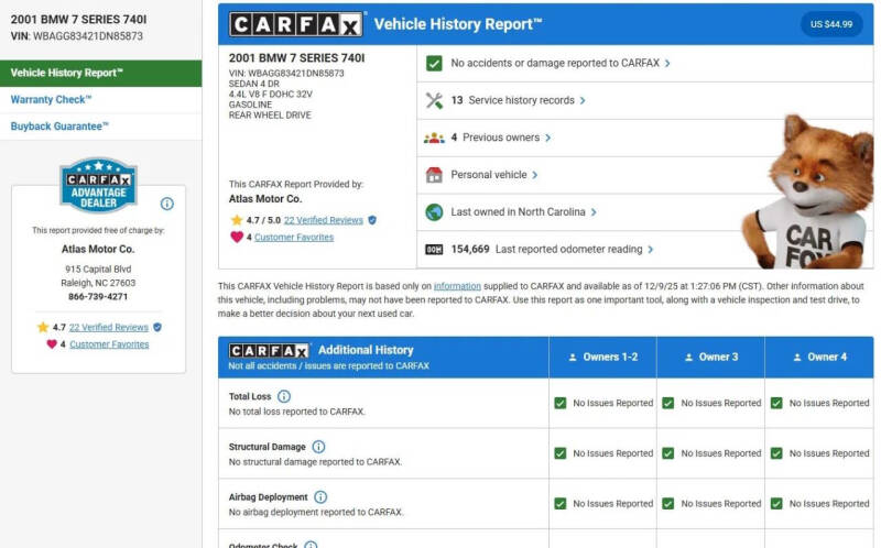 2001 BMW 7 Series 740i