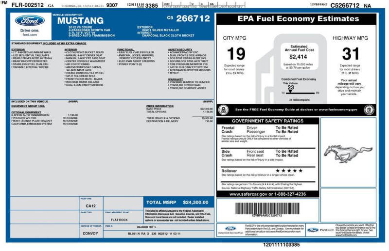 2012 Ford Mustang V6