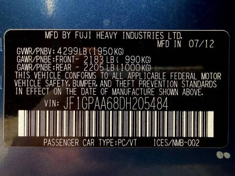 2013 Subaru Impreza 2.0i