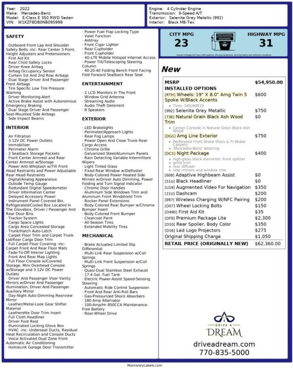 2022 Mercedes-Benz E-Class E 350