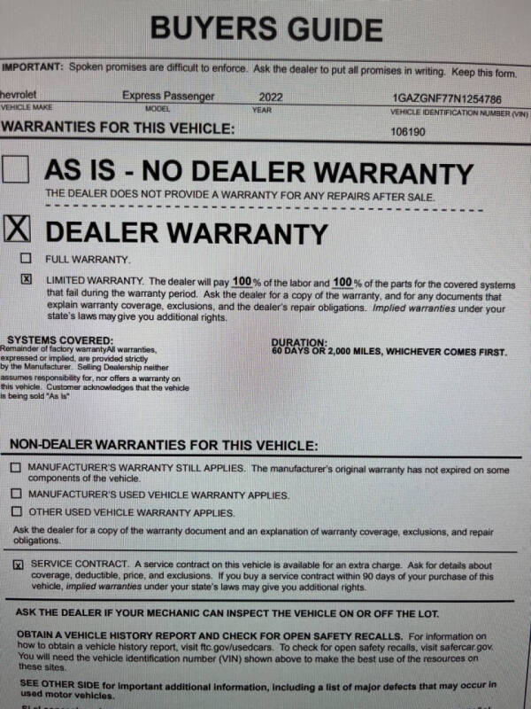 2022 Chevrolet Express LS 3500