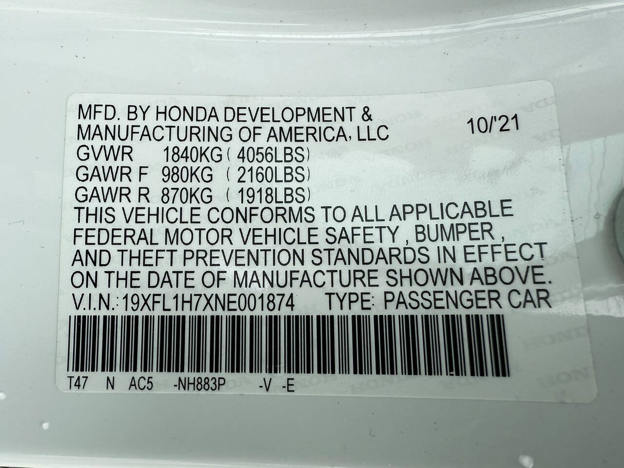 2022 Honda Civic for sale at Statewide Auto LLC in Akron, OH