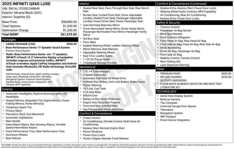 2025 Infiniti QX60 Luxe