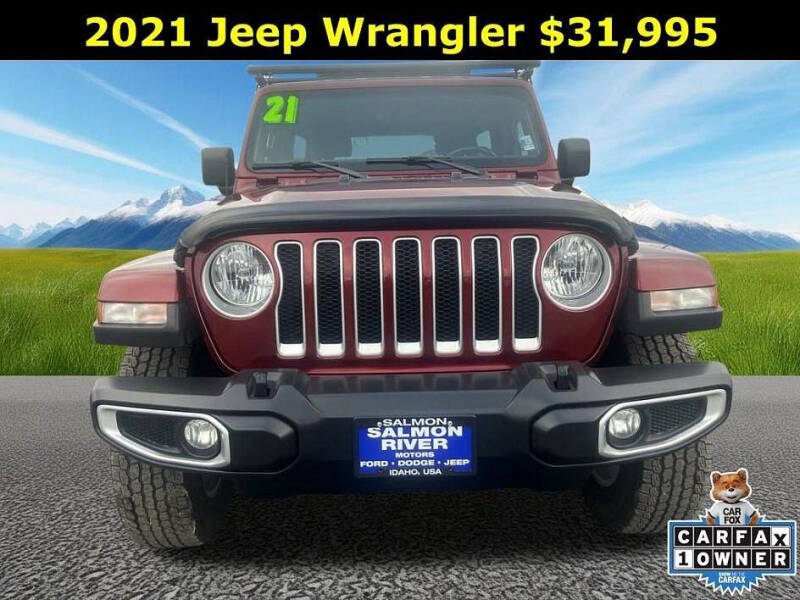 Used 2021 Jeep Wrangler Unlimited Sahara with VIN 1C4HJXEG0MW772905 for sale in Salmon, ID