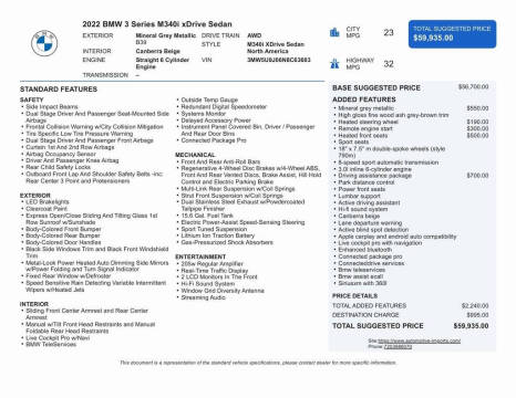 2022 BMW 3 Series M340i xDrive