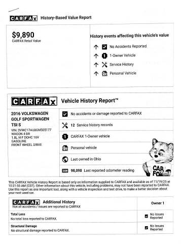 2016 Volkswagen Golf SportWagen TSI S