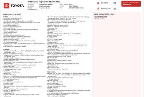 2022 Toyota Highlander XSE