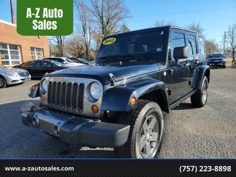 2013 Jeep Wrangler Unlimited for sale at A-Z Auto Sales in Newport News VA