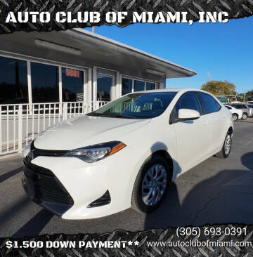 2018 Toyota Corolla for sale at AUTO CLUB OF MIAMI, INC in Miami FL