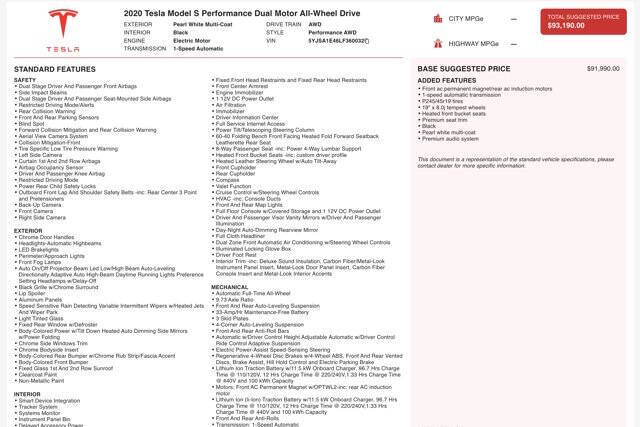 2020 Tesla Model S Performance