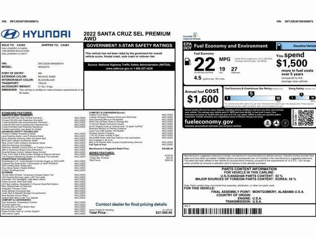 2022 Hyundai Santa Cruz SEL Premium