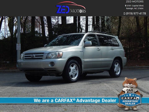 2005 Toyota Highlander for sale at Zed Motors in Raleigh NC