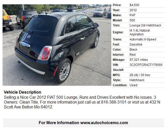 2012 FIAT 500 Lounge
