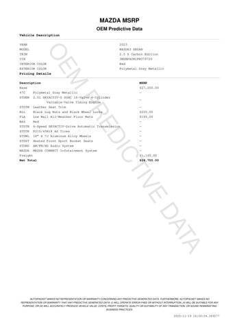 2023 Mazda Mazda3 Sedan 2.5 S Carbon Edition