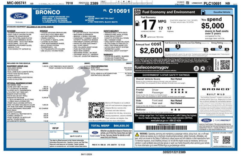 2023 Ford Bronco Badlands Advanced