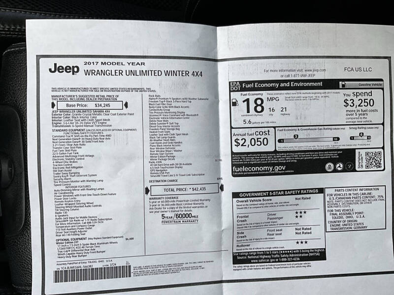 2017 Jeep Wrangler Unlimited Winter Edition