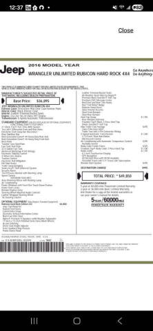 2016 Jeep Wrangler Unlimited Rubicon Hard Rock