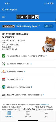 2012 Toyota Sienna LE 7-Passenger