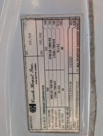 1996 Dodge Ram Van 3500