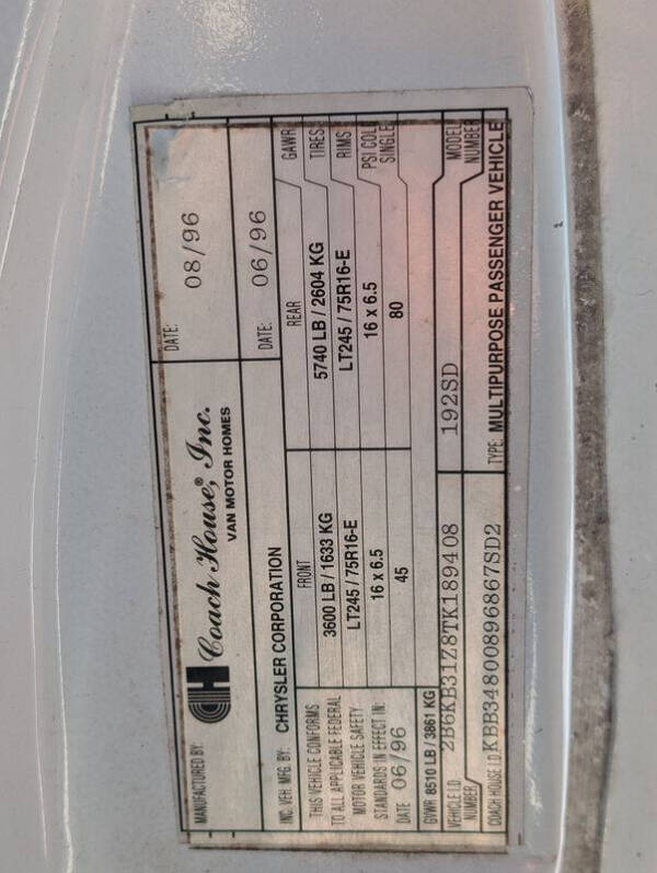 1996 Dodge Ram Van 3500