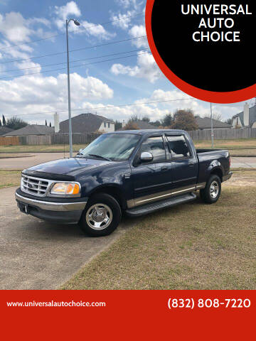 2002 Ford F-150 for sale at UNIVERSAL AUTO CHOICE in Houston TX