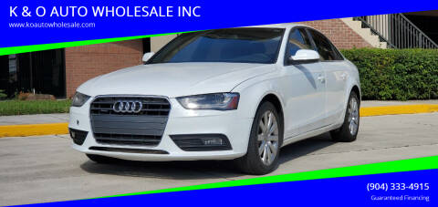 2013 Audi A4 for sale at K & O AUTO WHOLESALE INC in Jacksonville FL