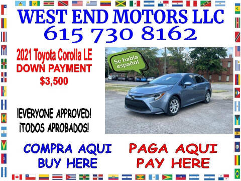 2021 Toyota Corolla for sale at West End Motors LLC in Nashville TN