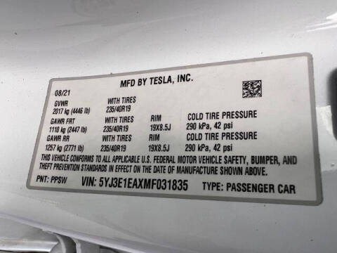 2021 Tesla Model 3 Standard Range Plus