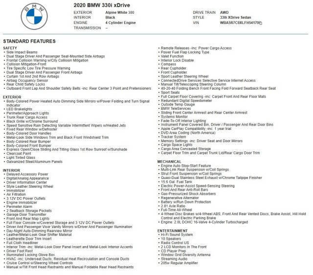 2020 BMW 3 Series 330i xDrive