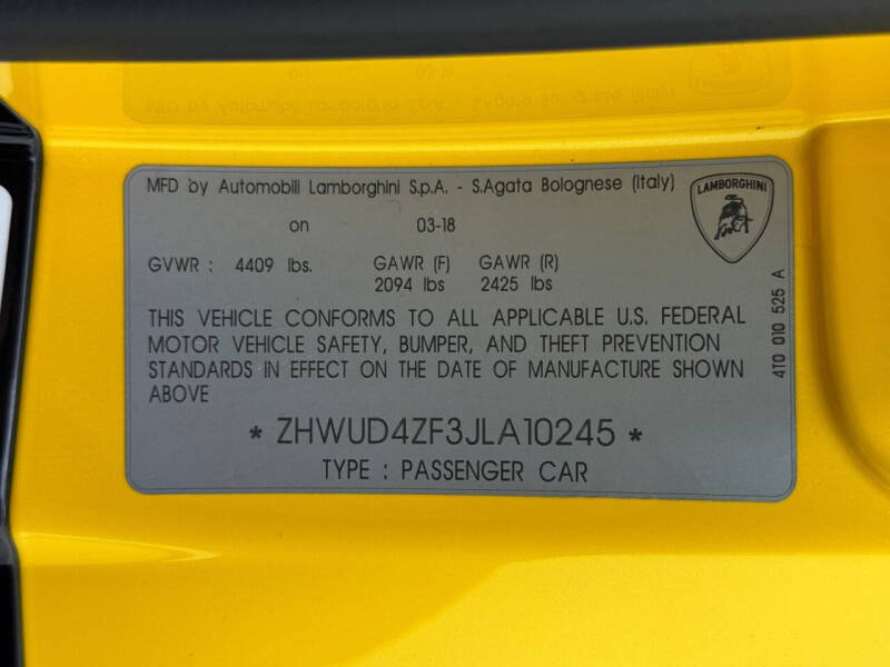 2018 Lamborghini Huracan LP 640-4 Performante