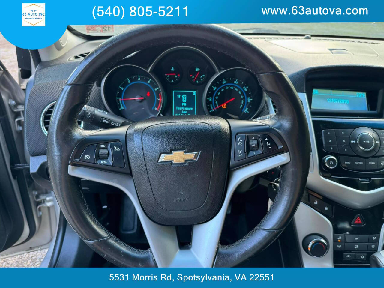 2012 Chevrolet Cruze for sale at 63 Auto Inc in Spotsylvania, VA