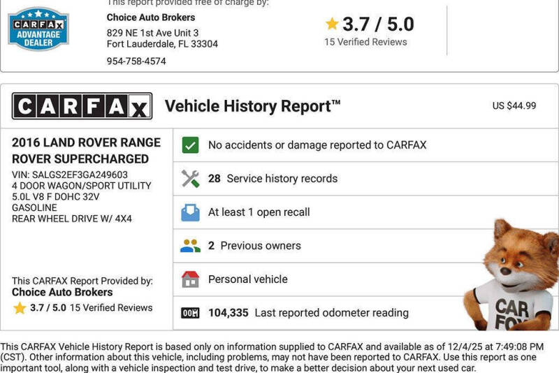 2016 Land Rover Range Rover Supercharged