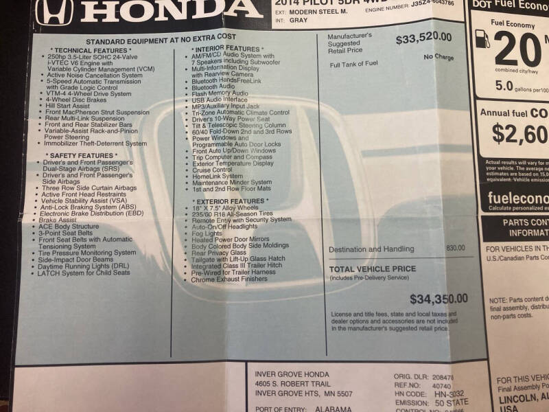 2014 Honda Pilot EX