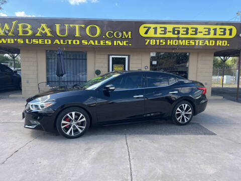 2016 Nissan Maxima for sale at WB'S USED AUTO SALES INC in Houston TX