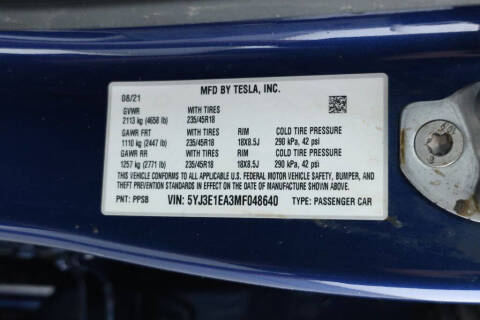 2021 Tesla Model 3 Standard Range Plus