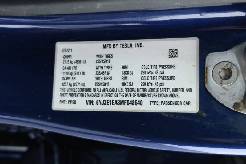 2021 Tesla Model 3 Standard Range Plus