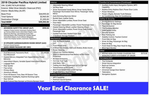 2018 Chrysler Pacifica Hybrid Limited